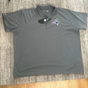 NFL Patriots Antigua Grey Logo Pique Polo Short Sleeve Shirt, Size 4XL, NWT